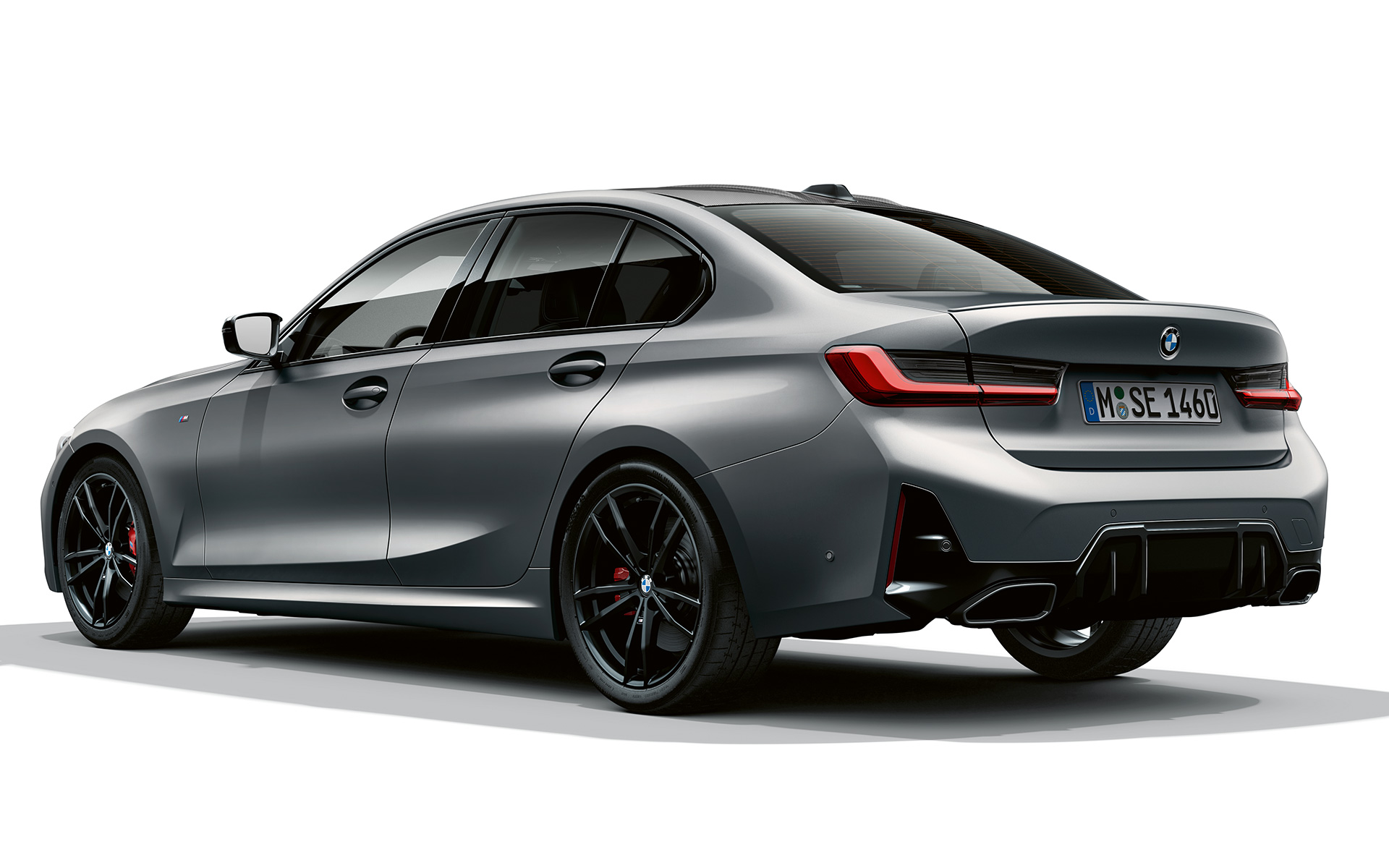 M aizmugurējais spoilers, BMW M340i xDrive Sedan, G20 BMW M340i xDrive Sedan, G20, BMW Individual metāliska Frozen Pure Grey krāsa, trīs ceturtdaļu aizmugures skats, M aizmugurējais spoilers