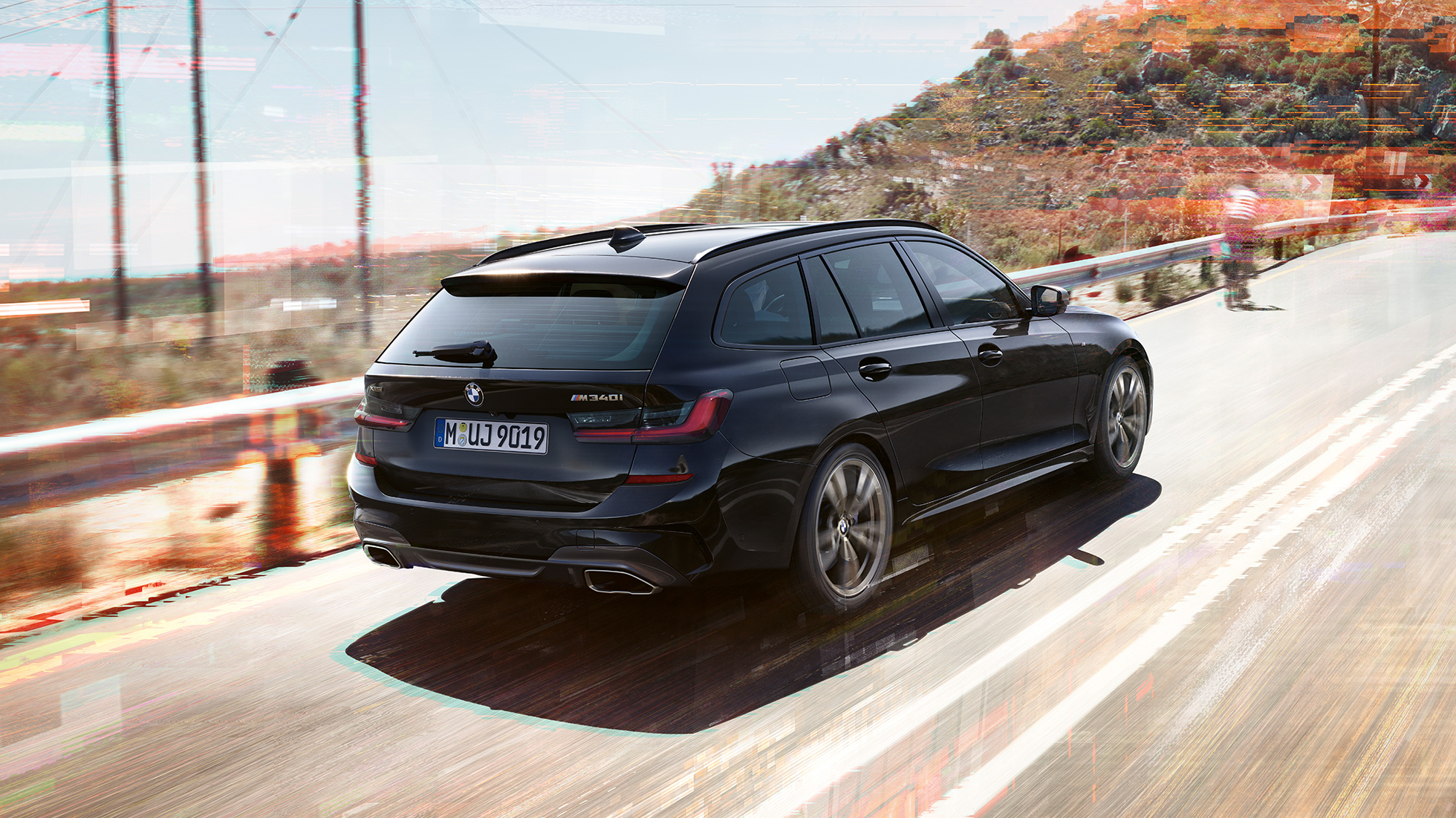 Aizmugures dizains ar izpūtēja caurulēm BMW M340i xDrive Touring, aizmugures dizains ar izpūtēja caurulēm