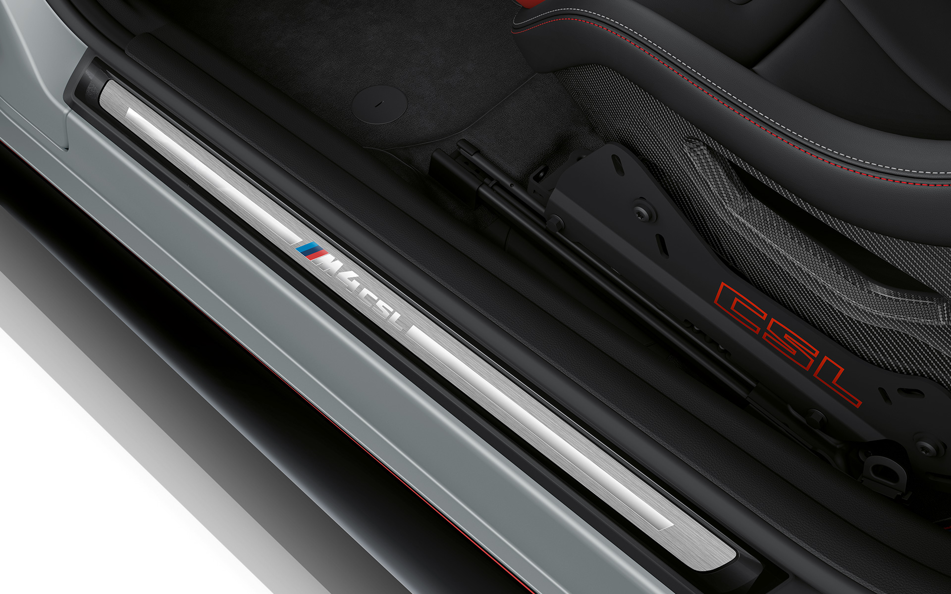 CSL īpašais uzraksts un durvju sliekšņu apdare ar plēvi, BMW M4 CSL G82 BMW M4 CSL G82, BMW Individual metāliska Frozen Brooklyn Grey krāsa, CSL īpašais uzraksts un durvju sliekšņu apdare ar plēvi