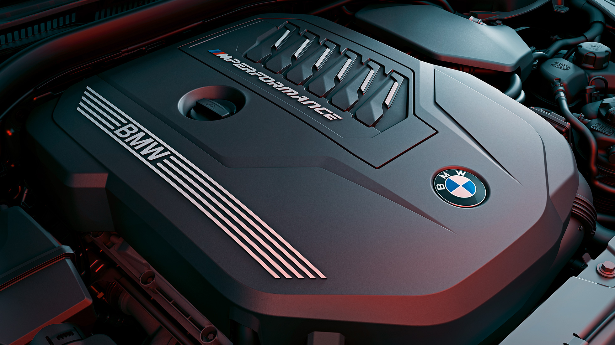 BMW M TwinPower Turbo benzīna dzinējs, BMW M440i xDrive Coupé, G22, 2020 BMW M TwinPower Turbo vienrindas sešcilindru benzīna dzinējs, BMW M440i xDrive Coupé, G22, 2020, tuvplāns