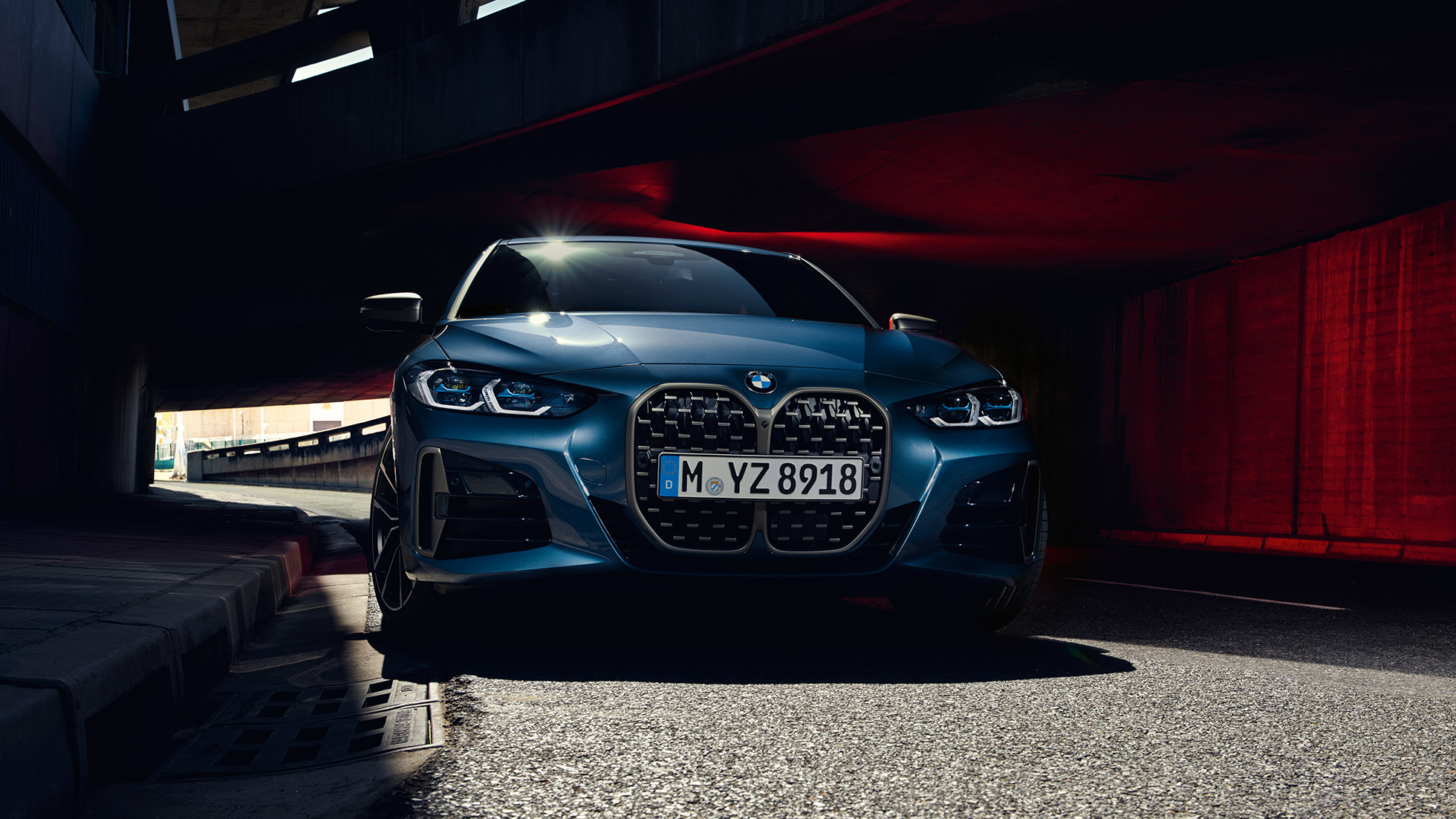 BMW dubultais elipsveida režģis, LED priekšējie lukturi, BMW M440i xDrive Coupé, G22, 2020 BMW M440i xDrive Coupé, metāliska Arctic Race Blue krāsa, G22, 2020, priekšpuses skats, BMW dubultais elipsveida režģis, LED priekšējie lukturi