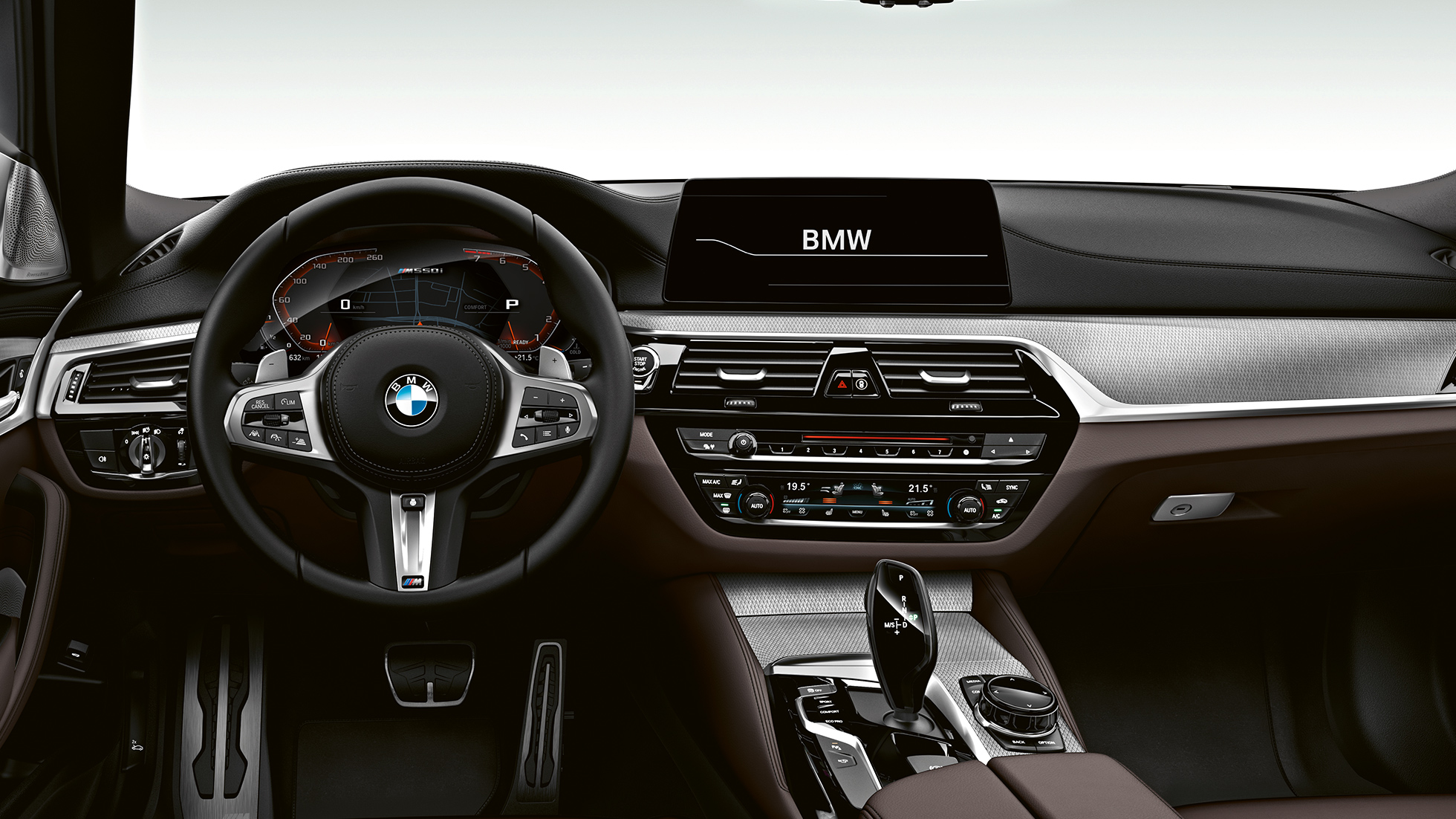 Kokpits. BMW M550i un BMW M550d dizaina kokpits.