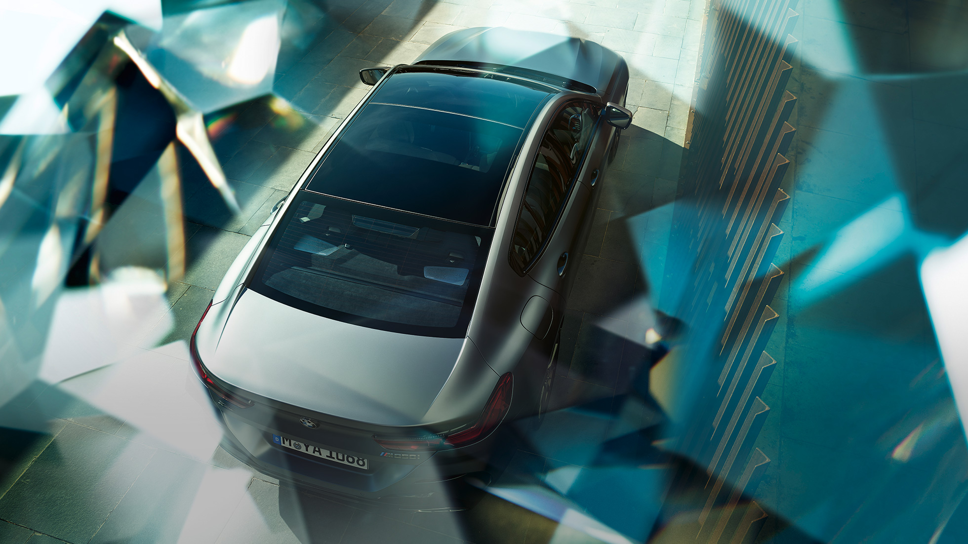 Panorāmas jumta lūka, BMW M850i xDrive Gran Coupé Panorāmas jumta lūka, BMW M850i xDrive Gran Coupé G16 2019, BMW Individual metāliska Frozen Bluestone krāsa, skats no putna lidojuma