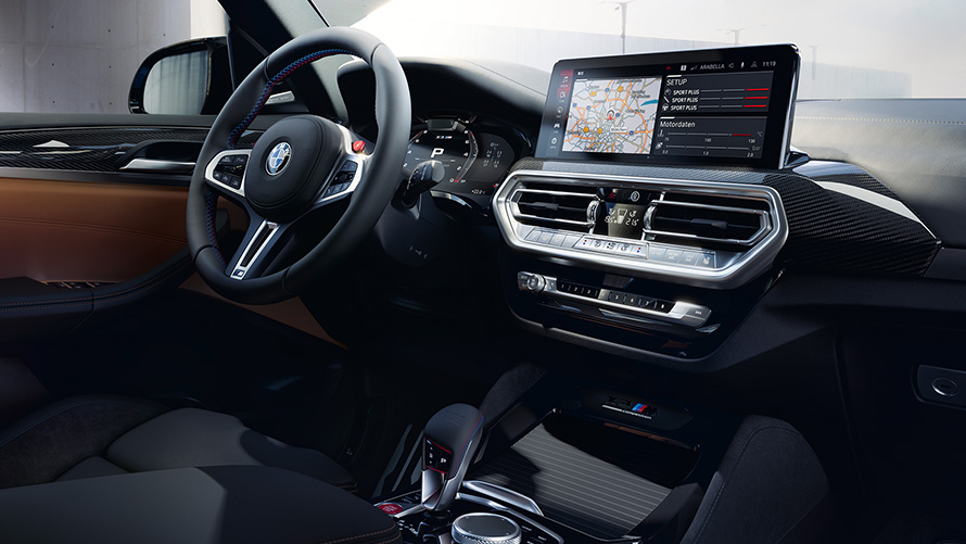 BMW X3 M Competition, F97, LCI, atjaunināts, 2021, kokpits BMW X3 M Competition, F97, LCI, atjaunināts, 2021, kokpits, salons