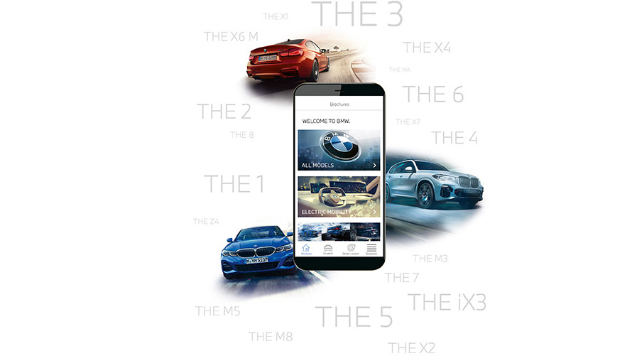 Viedtālrunis ar BMW Brochure lietojumprogrammu Viedtālrunis ar BMW Brochure lietojumprogrammu