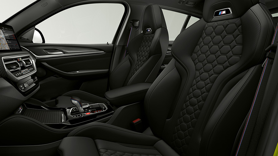 BMW X4 M Competition, F98, LCI, atjaunināts, 2021, M sporta sēdekļi, salons