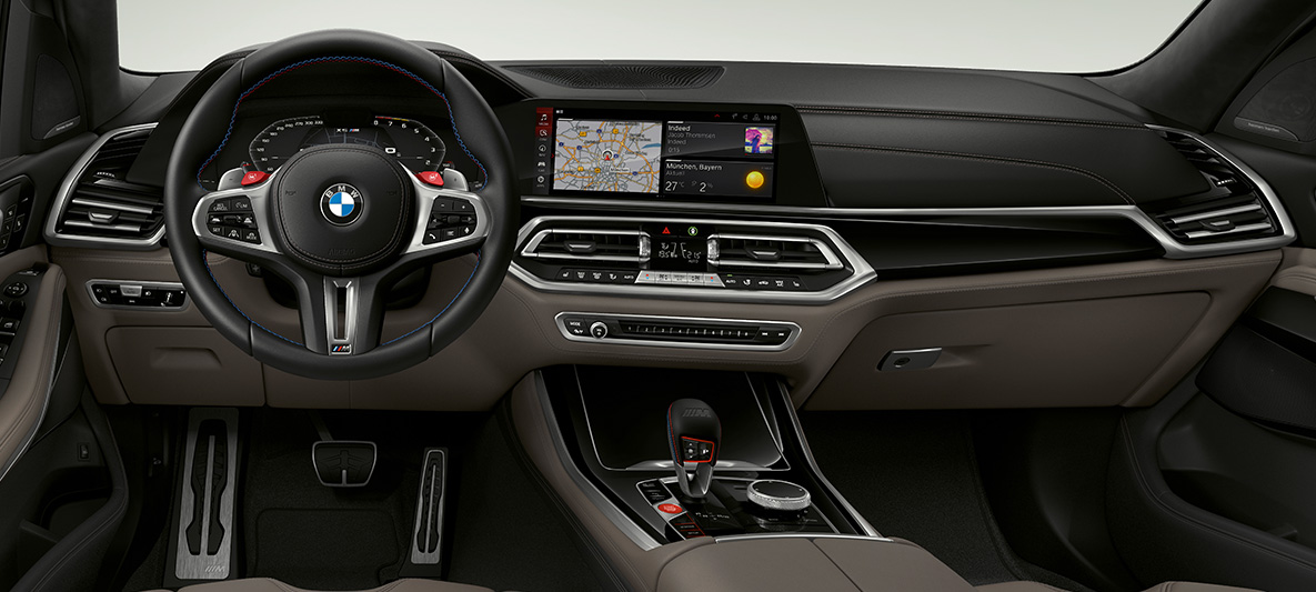 M ādas stūre, BMW X5 M M ādas stūre ar kontrastējošu šuvumu, BMW X5 M F95, kokpits