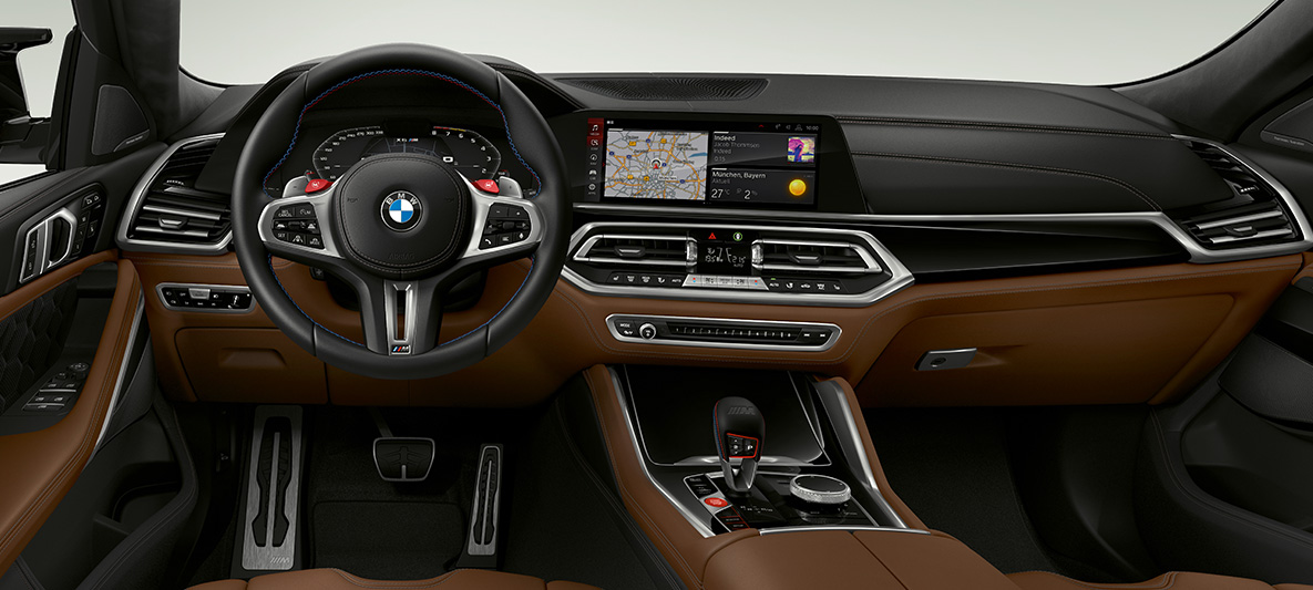 M ādas stūre, BMW X6 M F96 M ādas stūre ar kontrastējošu šuvumu, BMW X6 M F96, 2020, SUV, kokpits