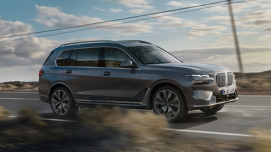BMW X7, G07, pirmā paaudze, trīs ceturtdaļu priekšpuses skats, stāvošs automobilis BMW X sērija, BMW X7, G07, pirmā paaudze, trīs ceturtdaļu priekšpuses skats, stāvošs automobilis