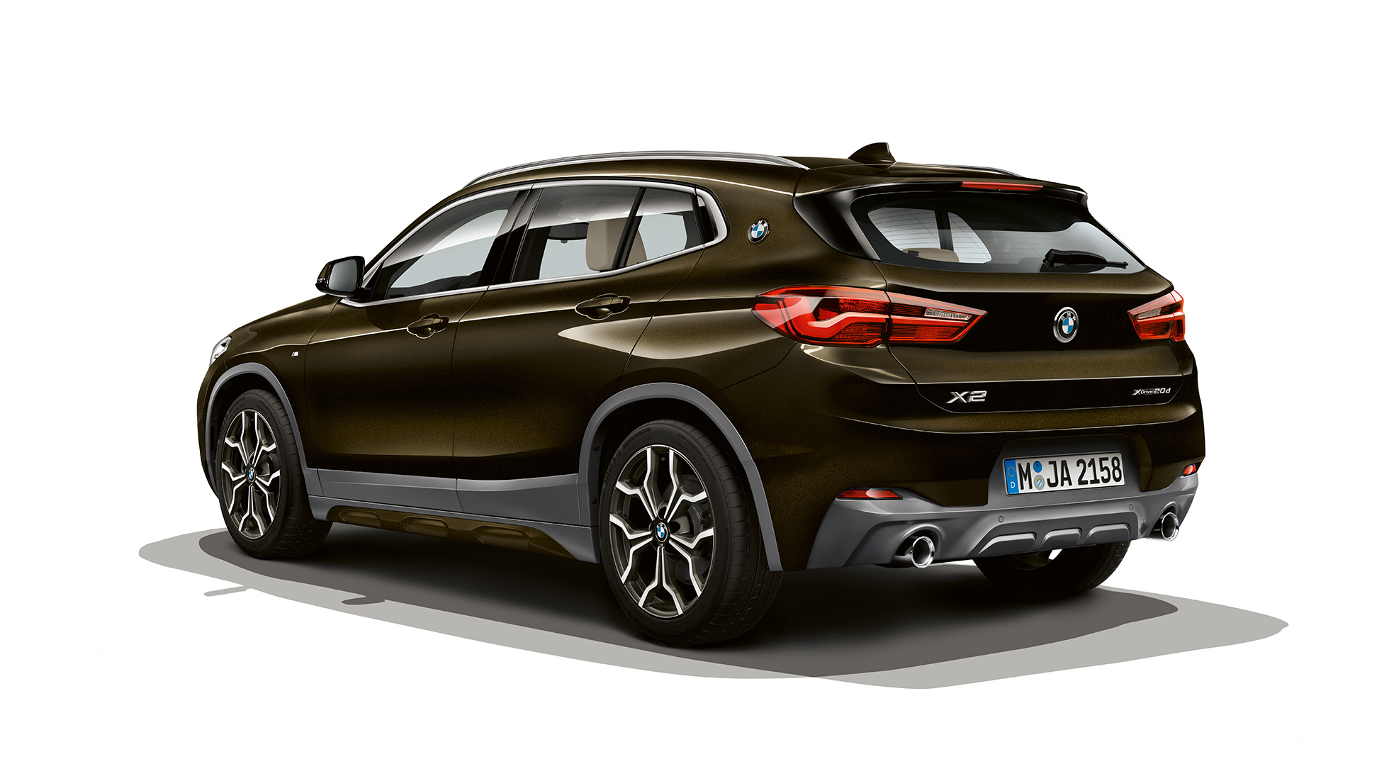 Trīs ceturtdaļu aizmugures skats, BMW X2 sDrive20i, M sport X modelis BMW X2 sDrive20i, M Sport X modelis, 2018, F39, Sparkling Storm krāsa ar mirdzuma efektu, trīs ceturtdaļu aizmugures skats