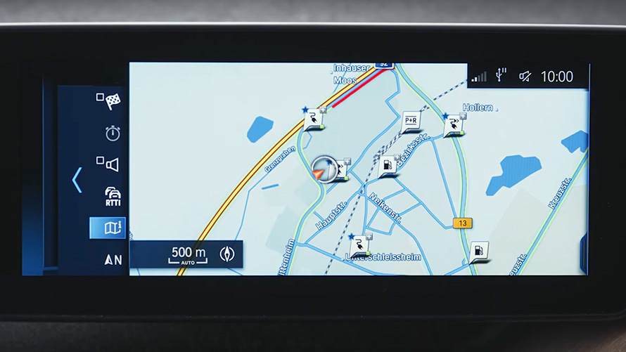 BMW hibrīdauto, navigācijas sistēma BMW hibrīdauto, navigācijas sistēmas tuvplāns