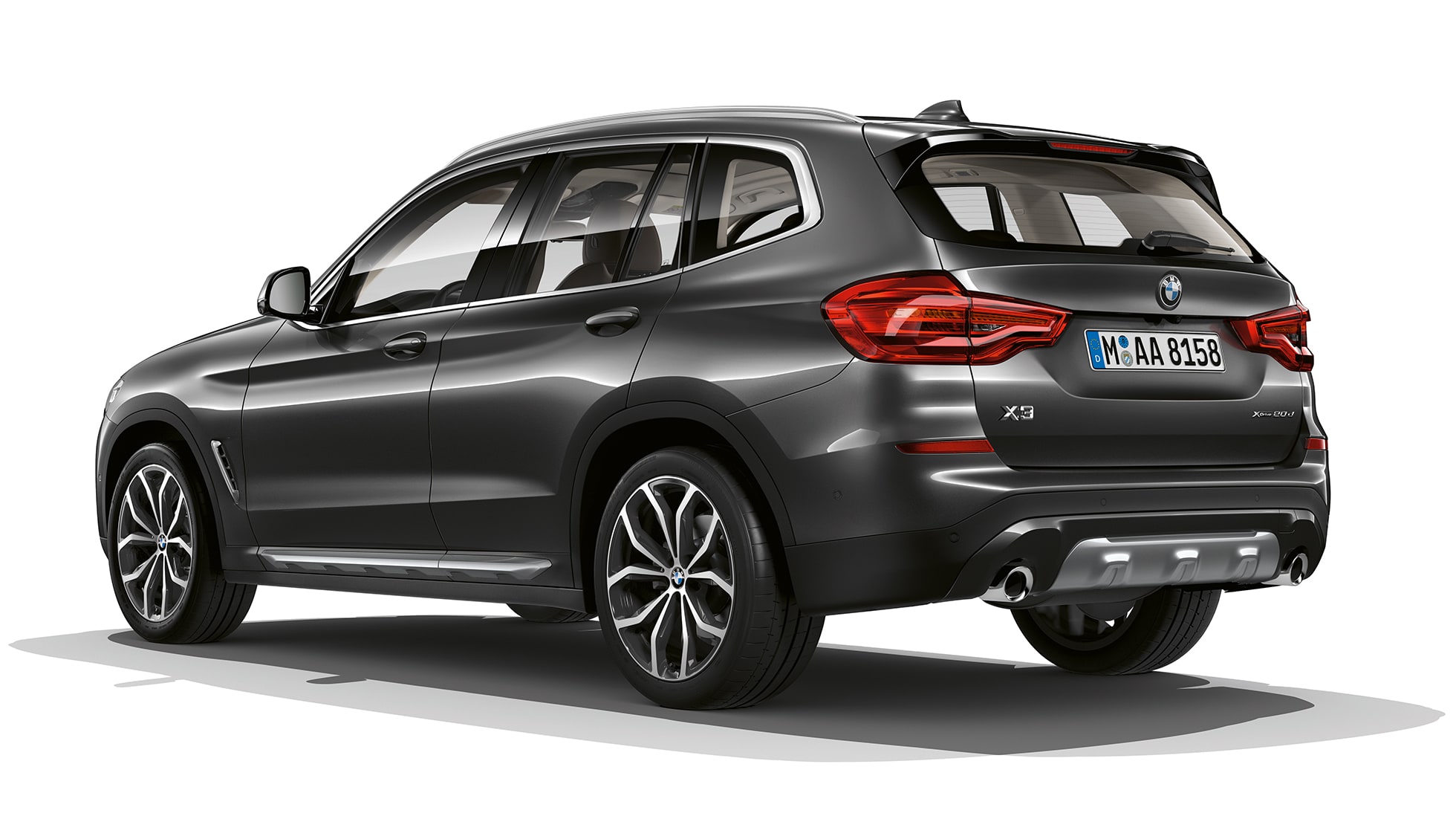 BMW X3 M40i, modelis xLine, trīs ceturtdaļu aizmugures skats BMW X3 M40i, modelis xLine, trīs ceturtdaļu aizmugures skats