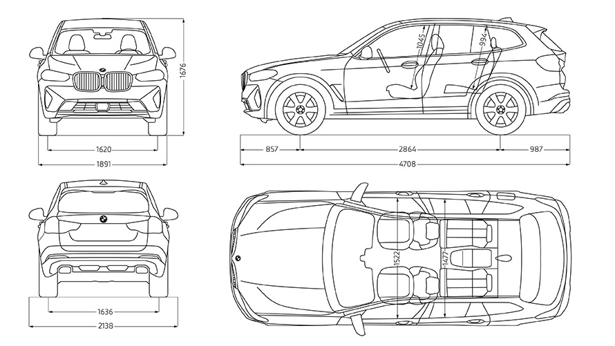 BMW X3, G01, tehnisko datu projekts BMW X3, G01, tehnisko datu projekts