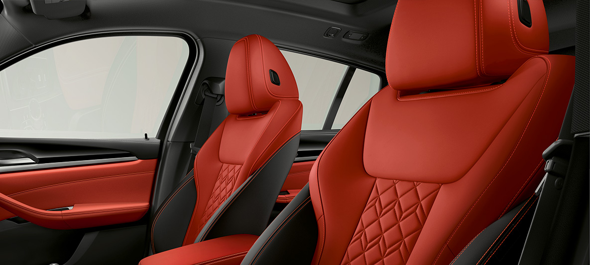 BMW Individual paplašināta Merino ādas apdare, Fiona Red/Black krāsa, BMW X4 BMW Individual paplašināta Merino ādas apdare, Fiona Red/Black krāsa, BMW X4 G02 2018, salons