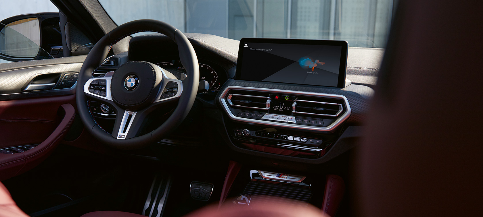 BMW X4, G02, salons, āda Tacora Red krāsā, 2021 BMW X4, G02, salons, āda Tacora Red krāsā, 2021