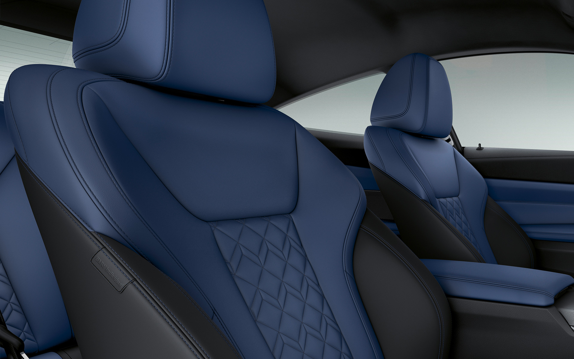 BMW Individual pilna Merino ādas apdare ar smalku faktūru Fjord Blue/Black krāsā BMW Individual pilna Merino ādas apdare ar smalku faktūru Fjord Blue/Black krāsā