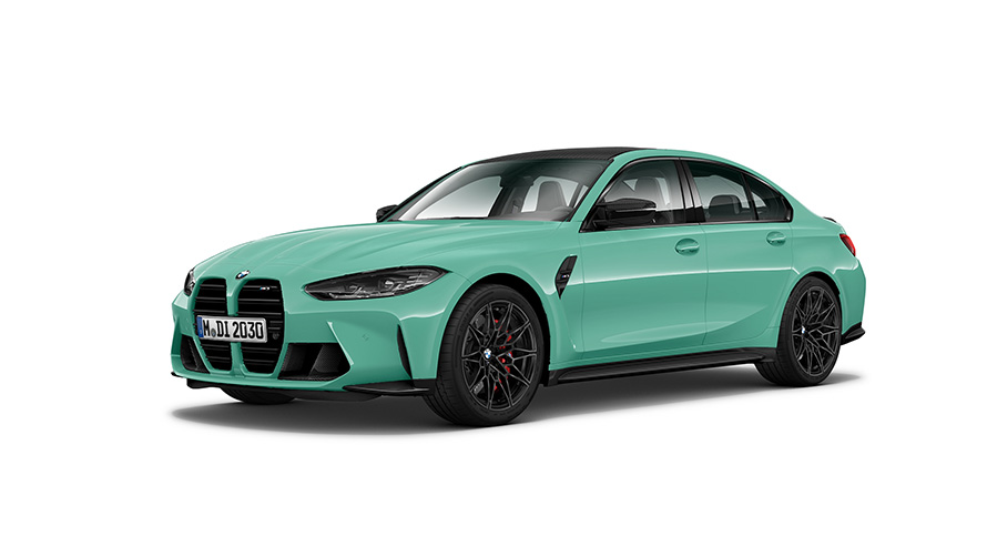 BMW M3 Competition Sedan, G80, 2021, trīs ceturtdaļu sānskats BMW M3 Competition Sedan, G80, 2021, trīs ceturtdaļu sānskats