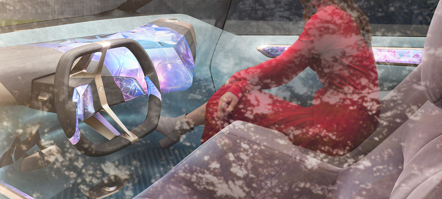BMW i Vision Circular, 2021, salona dizains BMW i Vision Circular, 2021, redzējuma automobilis, salona dizains