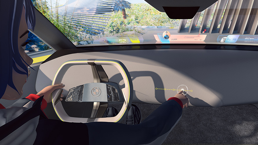 BMW i Vision Dee, interaktīva saziņa BMW i Vision Dee, redzējuma automobilis, interaktīva saziņa