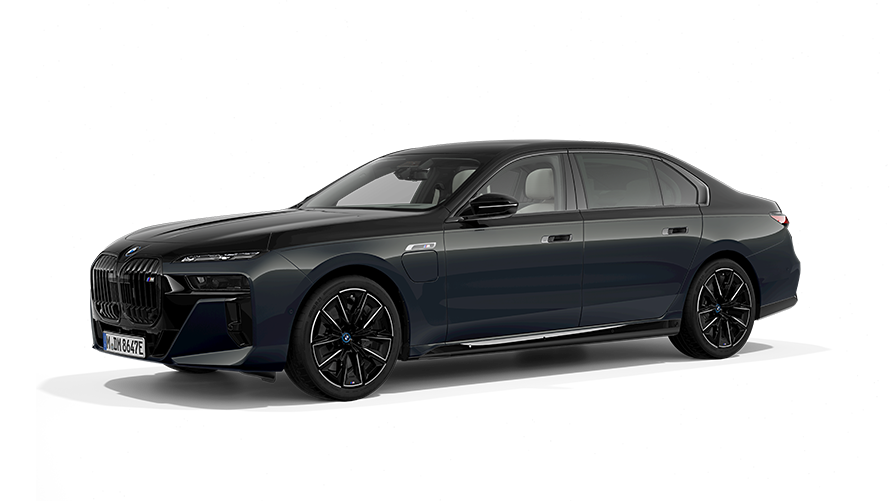 BMW M760e xDrive, PHEV automobilis, trīs ceturtdaļu priekšpuses skats BMW M760e xDrive, PHEV automobilis, trīs ceturtdaļu priekšpuses skats