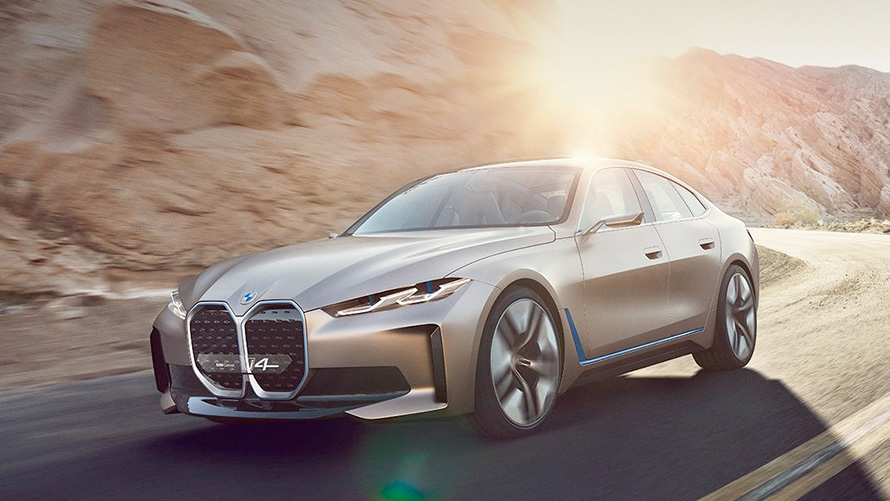 BMW Concept i4 BMW Concept i4, trīs ceturtdaļu priekšpuses skats