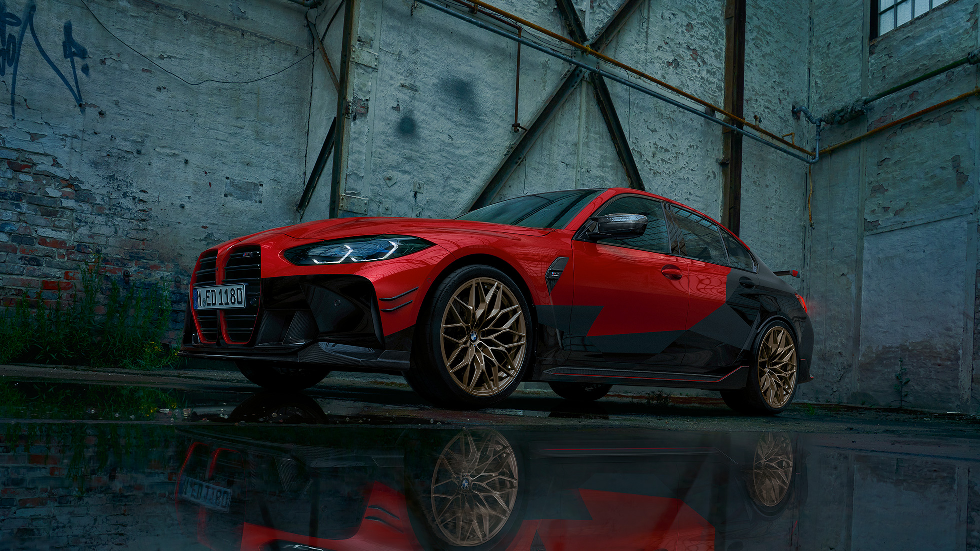 BMW M3 G80, trīs ceturtdaļu priekšpuses skats BMW M Performance Parts, BMW M3, G80, trīs ceturtdaļu priekšpuses skats