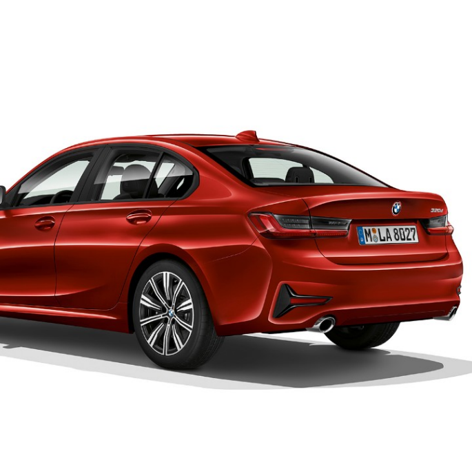 BMW 3. sērijas Sedan, Advantage modeļa aizmugure BMW 3. sērijas Sedan ar Advantage modeļa iespējām trīs ceturtdaļu aizmugures skats.